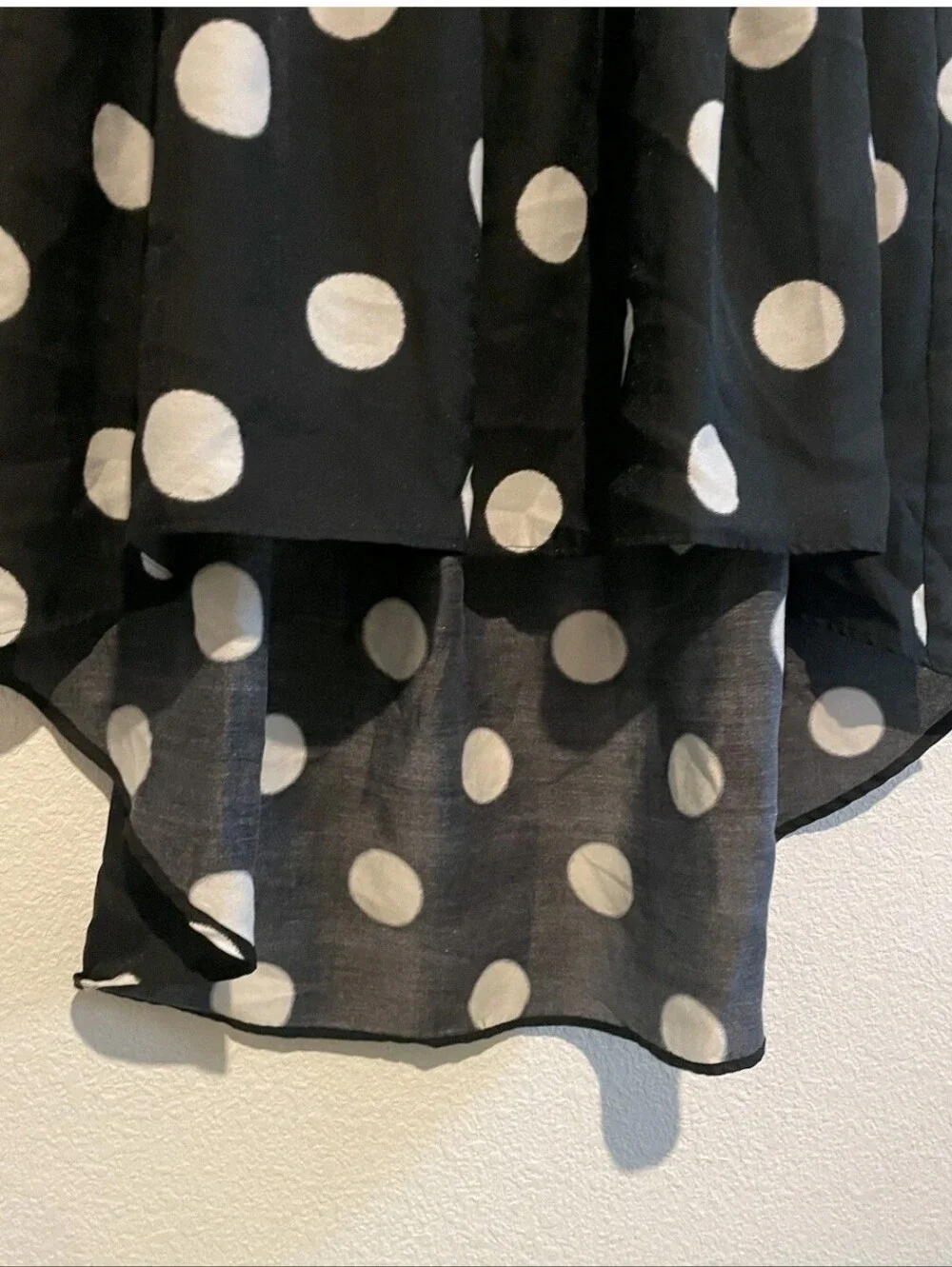 Ark n c. Black W/ White Polka Dots High-Low Hem Skirt Belted Midi Large